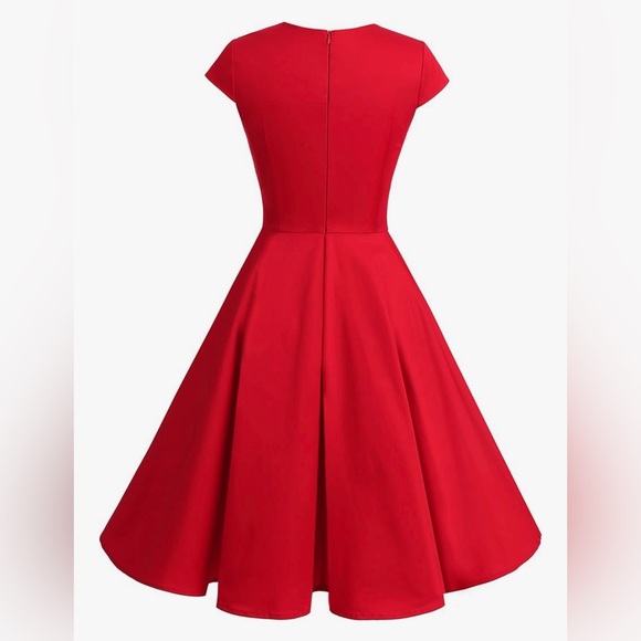 Bbonlinedress 1950s Style Retro Vintage Cocktail Party Red Swing Dress, Size 2XL - Picture 2 of 9